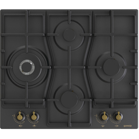 Plite incorporabile - Plita incorporabila pe gaz, Gorenje GW6D42CLB, 60cm, 4 plite, 8150W, control mecanic, negru