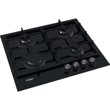 Plita incorporabila Whirlpool GOS 6415/NB1, Gaz, 4 arzatoare, Siguranta arzatoare, Wok, Gratare fonta, 60 cm, Negru [1]