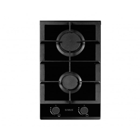 Plita pe gaz incorporabila Samus PSG-32SG, 2 arzatoare, putere 4.2 kW, aprindere electrica, dispozitiv siguranta arzatoare, suport din sticla, gratar fonta, negru [3]