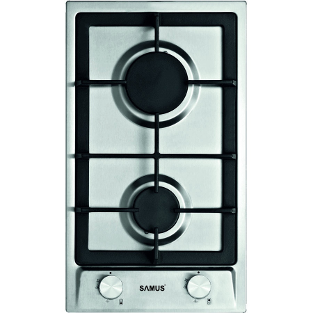 ELECTROCASNICE - Plita pe gaz incorporabila Samus PSG-32SX, 2 arzatoare, putere 4.2 kW, aprindere electrica, dispozitiv siguranta arzatoare, argintiu