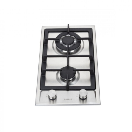 Plita pe gaz incorporabila Samus PSG-32SX2, 2 arzatoare, arzator Wok, putere 5.2 kW, aprindere electrica, dispozitiv siguranta arzatoare, argintiu [2]