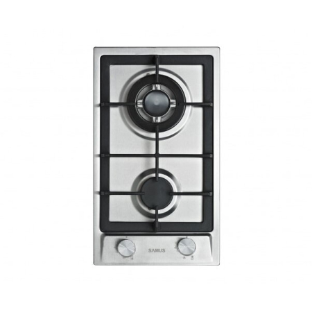 ELECTROCASNICE - Plita pe gaz incorporabila Samus PSG-32SX2, 2 arzatoare, arzator Wok, putere 5.2 kW, aprindere electrica, dispozitiv siguranta arzatoare, argintiu