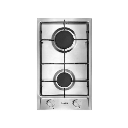 ELECTROCASNICE - Plita pe gaz incorporabila Samus PSG-32SX3, 2 arzatoare, aprindere electrica, dispozitiv siguranta arzatoare, panou frontal, argintiu