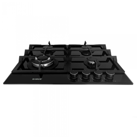 Plita pe gaz incorporabila Samus PSG-64SG1, 4 arzatoare, arzator Wok, putere 8 kW, aprindere electrica, dispozitiv siguranta arzatoare, negru [2]