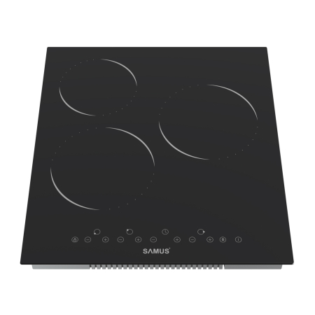 ELECTROCASNICE - Plita vitroceramica electrica incorporabila Samus PSVE-43BMG3, 3 zone de gatit, 4800 W, control touch, 9 trepte putere, indicator caldura reziduala, blocare acces copii, timer