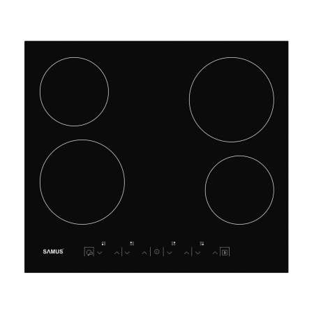 ELECTROCASNICE - Plita vitroceramica electrica incorporabila Samus PSVE-64BG3, 4 zone de gatit, 5800 W, control touch, 9 trepte de putere, indicator caldura reziduala, blocaj de siguranta, timer digital, rezistenta el