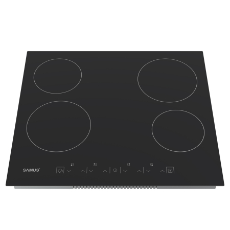 Plita vitroceramica electrica incorporabila Samus PSVE-64BMG4, 4 zone de gatit, 6000 W, control touch, 9 trepte putere, indicator caldura reziduala, blocare acces copii, timer [1]