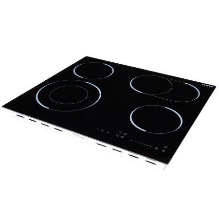 Plită vitroceramică încorporabilă VIVAX BH-04MDOVC, 60 cm, 4 zone de gătit, 2 zone Dual, Touch Control digital, 9 trepte, Timer 99 min cu oprire automată, Child Lock, Indicator căldură, Sticla Neagra [1]