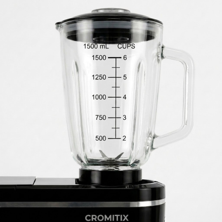Robot de bucatarie planetar 3in1 CROMITIX® MB3-1500BK, Bol Inox 6L, Motor Cupru 1500W, 6 Trepte de Viteză + Pulse, Frământare și Mixare Profesională, Blender, Masina de tocat, Negru [4]