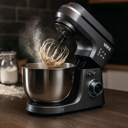 Robot de bucatarie Vivax RM-61400SX, 1400W, capacitate 6L, 6 trepte de viteza, functia Pulse, 3 accesorii detasabile, negru/argintiu [4]