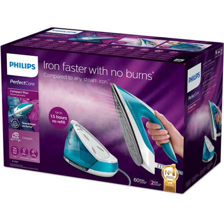 Statie de calcat cu abur Philips PerfectCare Compact Plus GC7920/20, 2400W, 6.5 bari, jet de abur continuu 120 g / min, jet de abur 430 g, talpa SteamGlide Plus, tehnologie OptimalTemp, sistem de deta [9]