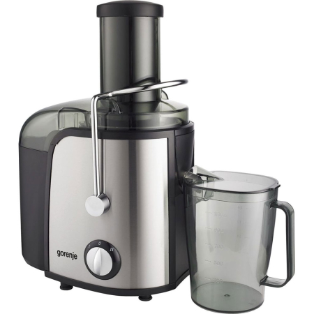 ELECTROCASNICE - Storcator de fructe si legume Gorenje JC805EII, 800W, Recipient suc 1 l, Recipient pulpa 1.5 l, Tub de alimentare XXL, Negru/Inox