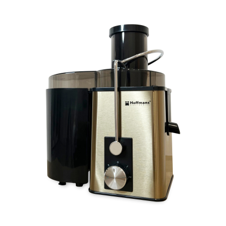Storcatoare - Storcător de Fructe și Legume Hoffmans HM-620, 800W, Recipient Suc 600 ml, 2 Viteze + Pulse, Tub Alimentare 65 mm, Filtru Inox, Sistem Anti-Picurare, Negru-Auriu
