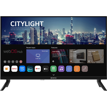 Tv Smart - Televizor LED Smart VORTEX V24EVA1HWS, HD, 61cm, Wifi, sistem operare WebOS, 3 x HDMI, 2 x USB, Negru