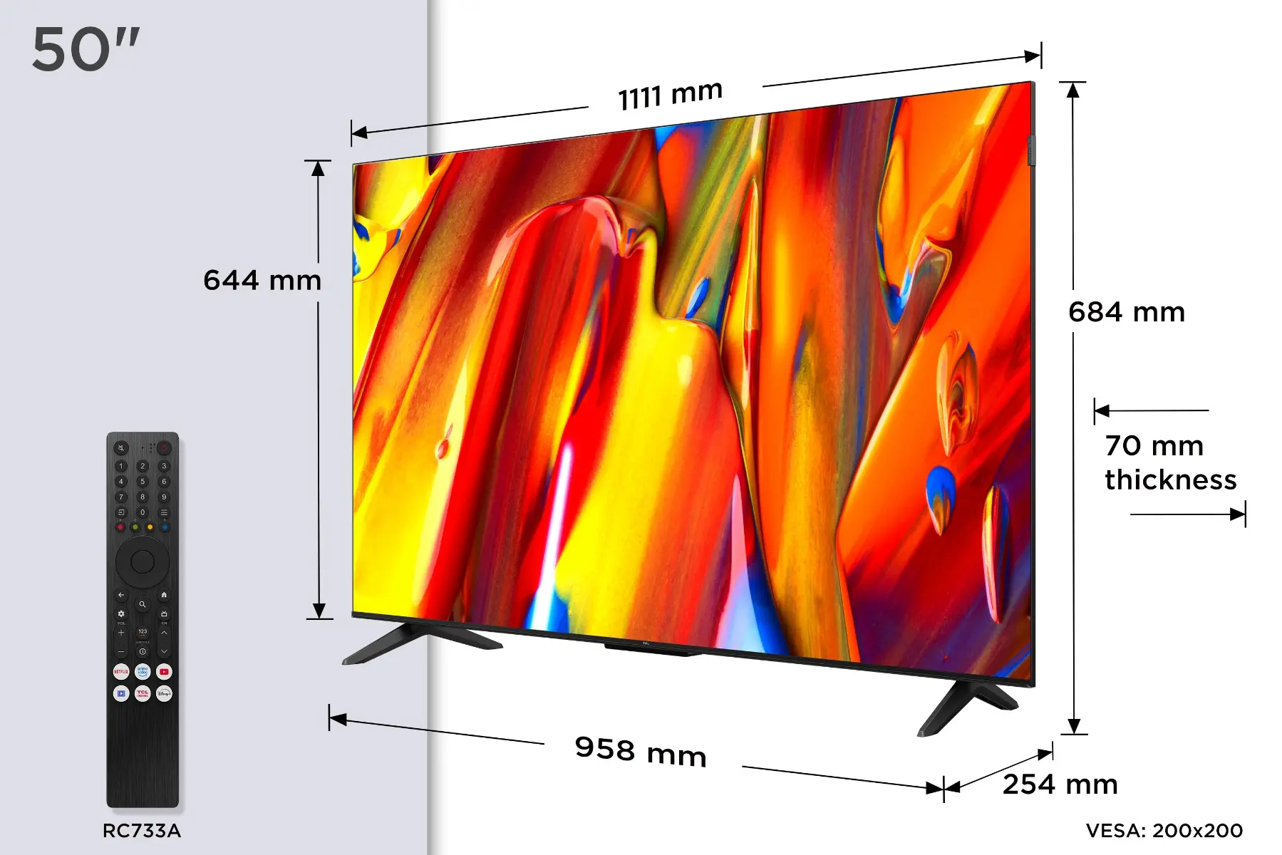 Televizor Smart QLED TCL 50V5C, 126 cm, Android, Full HD, Negru [3]