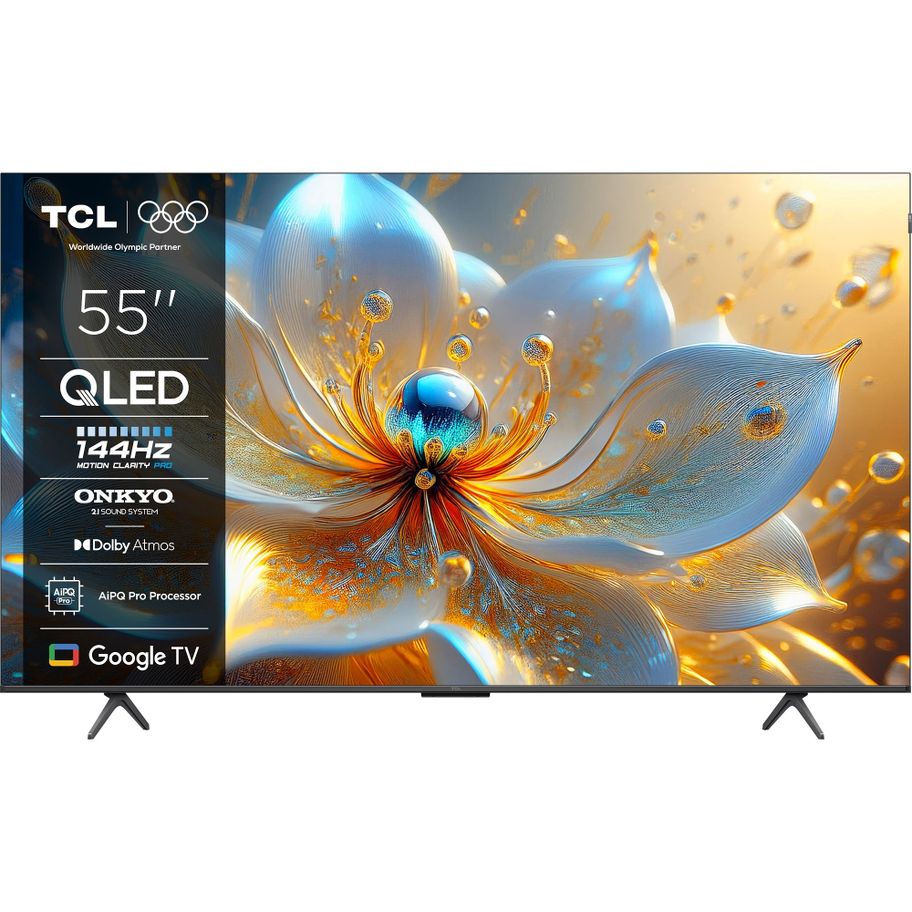 Tv Smart - Televizor Smart QLED TCL 55T8C, 139 cm, Ultra HD 4K, 100 Hz, smart Google TV, Clasa F