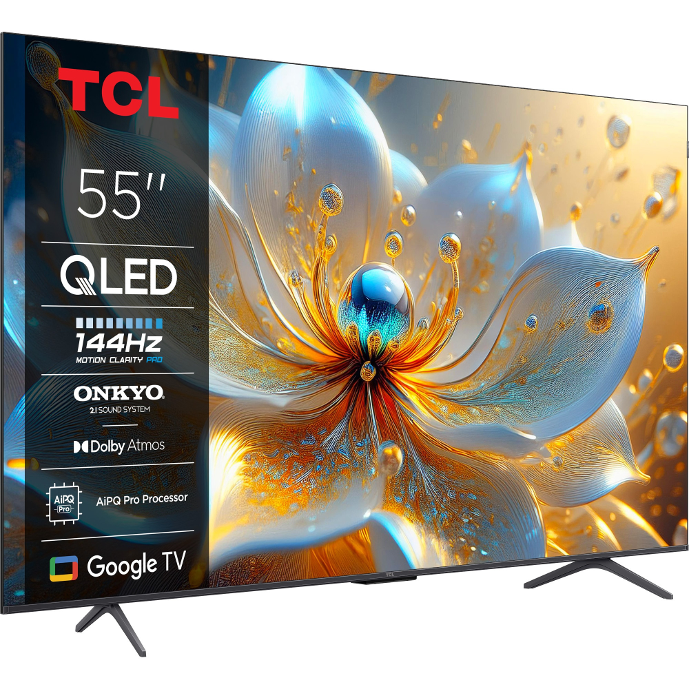Televizor Smart QLED TCL 55T8C, 139 cm, Ultra HD 4K, 100 Hz, smart Google TV, Clasa F [1]