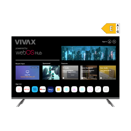 Televizor Smart VIVAX LED 43LE111WO, Diagonala 109 cm, Frameless, Smart, Full HD, WebOS, HDR10, Bluetooth, WiFi, CI+, HDMI, USB, Clasa E, Negru [1]