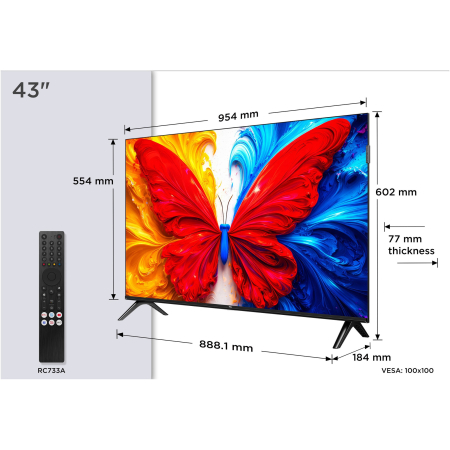 Televizor TCL QLED 43S5L, 108 cm, Smart Android TV, Full HD, Clasa F (Model 2026) [14]