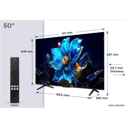 Televizor TCL QLED 50P7K, 126 cm, Smart Google TV, 4K Ultra HD, Clasa F [15]