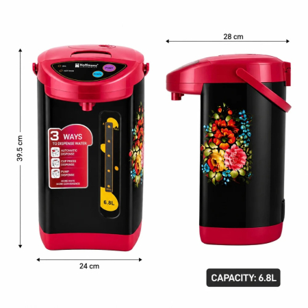 Termopot electric, Dispenser apa fierbinte/fierbator 6.8L Hoffmans HM-2568, 1000W, functie mentinere la cald, Negru/Roz [7]