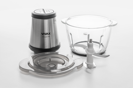 Tocator electric Vivax MC-3501 pentru Legume, Fructe si Alimente, 350W, 1 litru, 2 viteze, lama dubla, Negru/Inox [3]