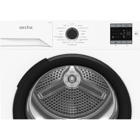 Uscator de rufe Arctic A2T19239W, Pompa de caldura, 9 kg, 15 programe, Clasa D, Aqua Surf, Alb [3]