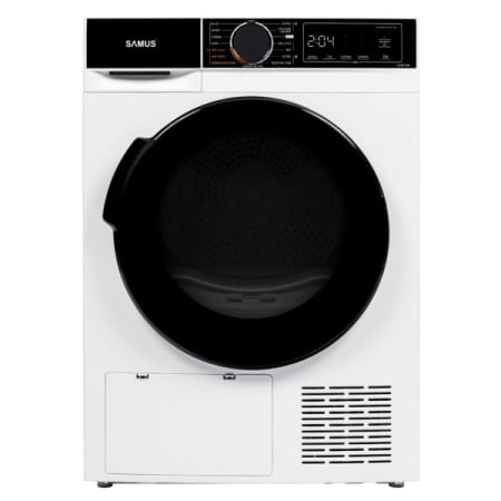ELECTROCASNICE - Uscator de rufe Samus SADP-835, 8 kg, Afisaj electronic, 15 programe, Clasa energetica D, Anti-sifonare, Blocare acces copii, Pornire intarziata, Alb