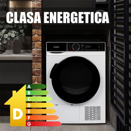 Uscator de rufe Samus SADP-835, 8 kg, Afisaj electronic, 15 programe, Clasa energetica D, Anti-sifonare, Blocare acces copii, Pornire intarziata, Alb [6]