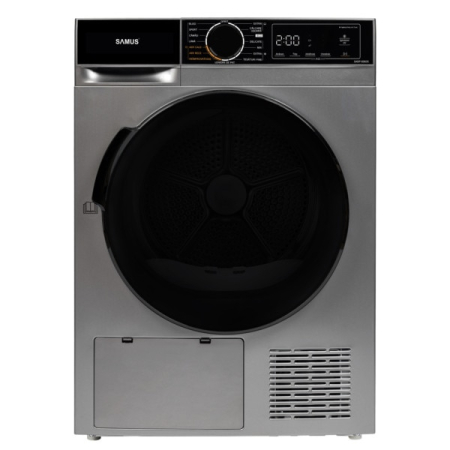 ELECTROCASNICE - Uscator de rufe Samus SADP-836DS, 8 kg, Afisaj electronic, Tip procedura uscare pompa de caldura, 15 programe, Clasa energetica D, Anti-sifonare, Blocare acces copii, Pornire intarziata, Gri inchis