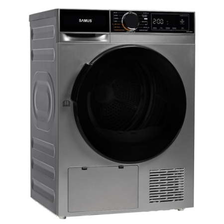 Uscator de rufe Samus SADP-836DS, 8 kg, Afisaj electronic, Tip procedura uscare pompa de caldura, 15 programe, Clasa energetica D, Anti-sifonare, Blocare acces copii, Pornire intarziata, Gri inchis [1]