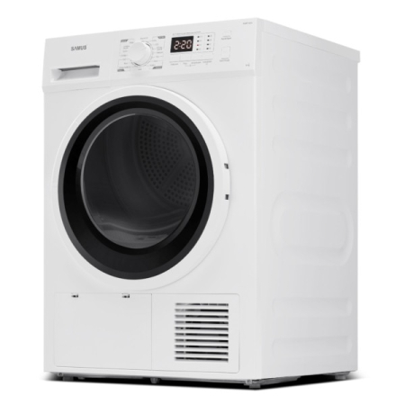 Uscator de rufe Samus SGDP-824, 8 kg, Tip procedura uscare pompa de caldura, 16 programe, Clasa energetica E, Anti-sifonare, Blocare acces copii, Alb [4]