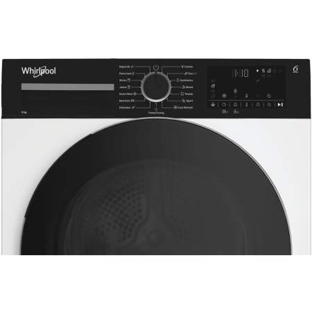 Uscator de rufe WHIRLPOOL WPS D8 WBS EE, 6th Sense, Pompa de caldura, 8 kg, 15 programe, Clasa D, alb [2]