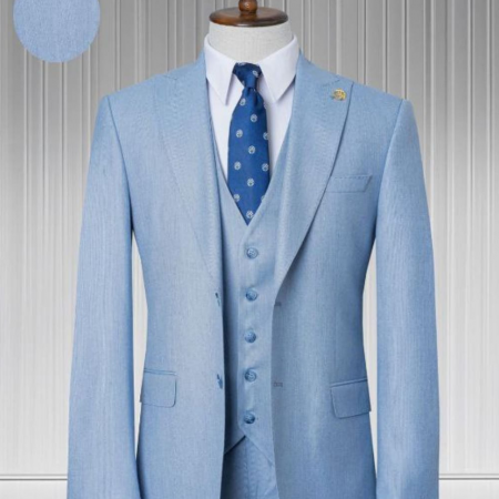 Costume - Costum bărbătesc albastru deschis 3 piese slim fit – MelyFashion