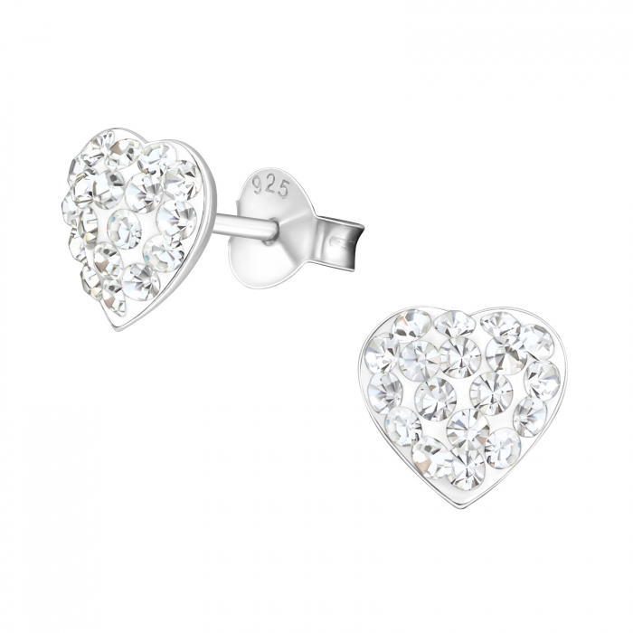 Cercei din Argint Sparkling Hearts Alb [1]