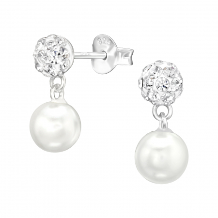 Bijuterii cu perle - Cercei din Argint Eleganti cu Perla si Pietre