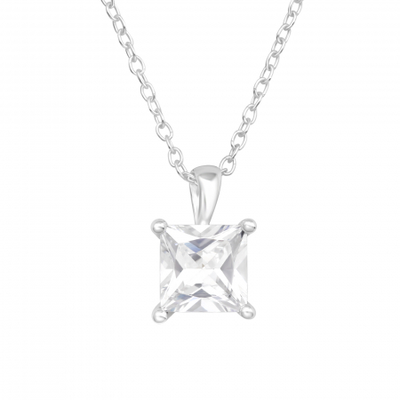 Coliere - Colier din Argint Cristal Patrat