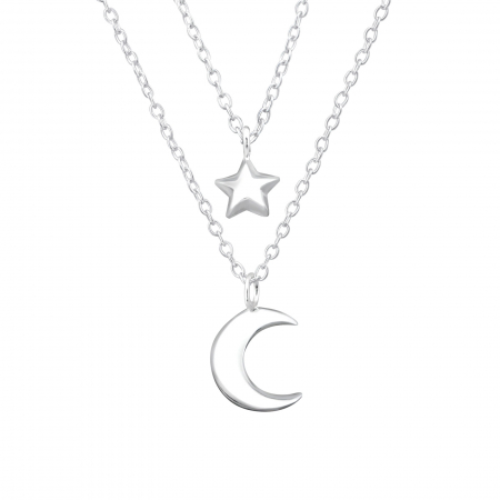 Coliere - Colier din Argint Dubu Luna si Stea