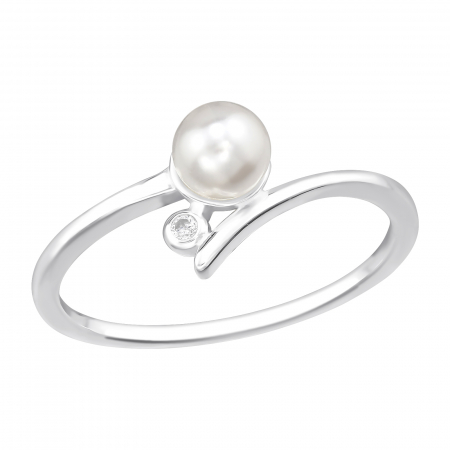 Bijuterii cu perle - Inel din Argint Simplu cu Perla