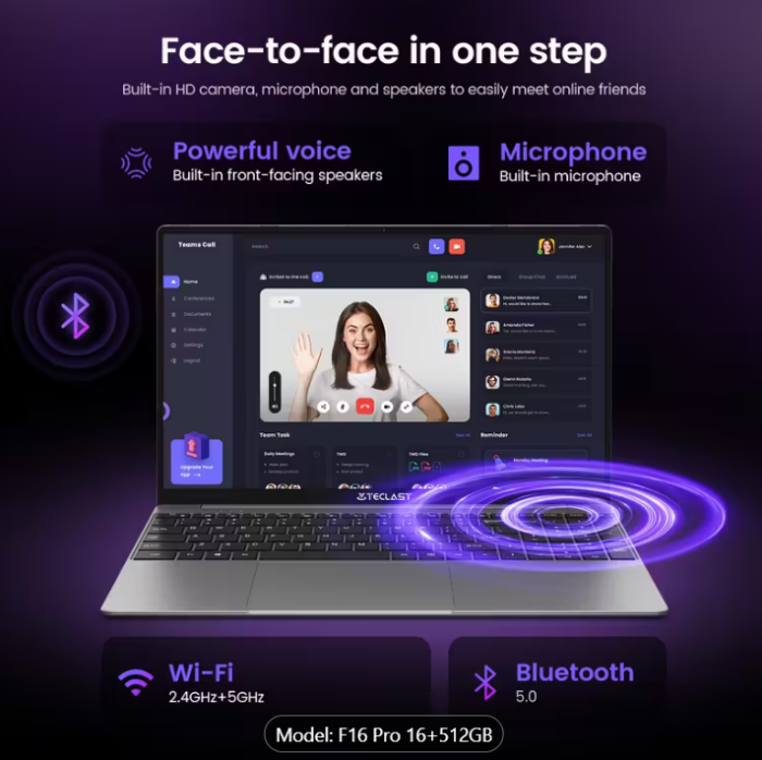 F16 Pro Laptop 15,6 inch Ecran Vasta, Intel Gen 12th CPU, Până la 16GB Ram +512GB SSD Slot 1920×1080 Full HD Windows11Pro Turbo Boost până la 3,4Ghz [6]