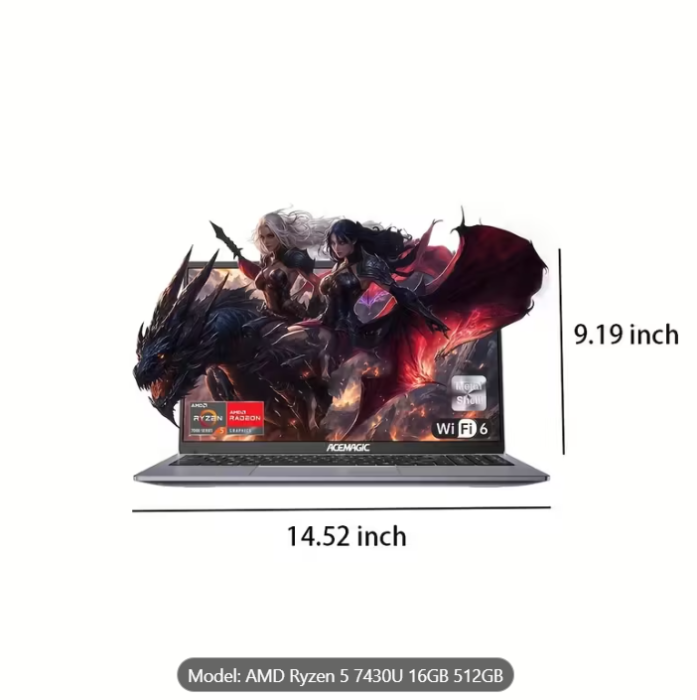 Laptop cu procesor AMD Ryzen 5 7430U 6C/12T, grafică AMD Radeon, 16GB DDR4, 512GB NVMe SSD, ecran IPS Full HD de 15.6", Wi-Fi 6, Type-C cu funcții complete, cameră web [3]