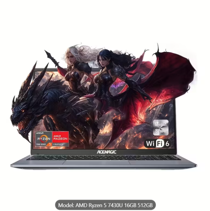 Laptop cu procesor AMD Ryzen 5 7430U 6C/12T, grafică AMD Radeon, 16GB DDR4, 512GB NVMe SSD, ecran IPS Full HD de 15.6", Wi-Fi 6, Type-C cu funcții complete, cameră web [5]