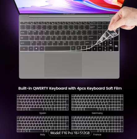 Laptopuri - F16 Pro Laptop 15,6 inch Ecran Vasta, Intel Gen 12th CPU, Până la 16GB Ram +512GB SSD Slot 1920×1080 Full HD Windows11Pro Turbo Boost până la 3,4Ghz