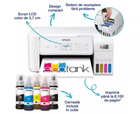 Imprimante  - Multifunctional Inkjet CISS EPSON L3286 Color, A4, USB/Wi-Fi, Alb