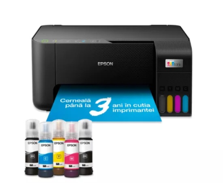 Imprimante  - Multifunctional Inkjet EPSON EcoTank L3250, Color, Format A4, Wi-Fi, Negru