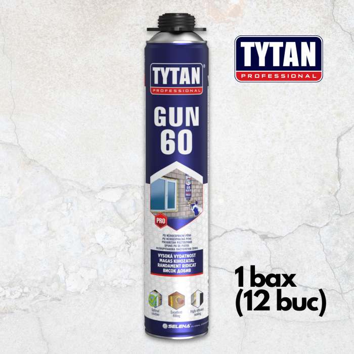 Spumă Poliuretanică TYTAN PROFESSIONAL GUN 60, Toate Anotimpurile, 750ml Pistol - 12buc/bax [2]