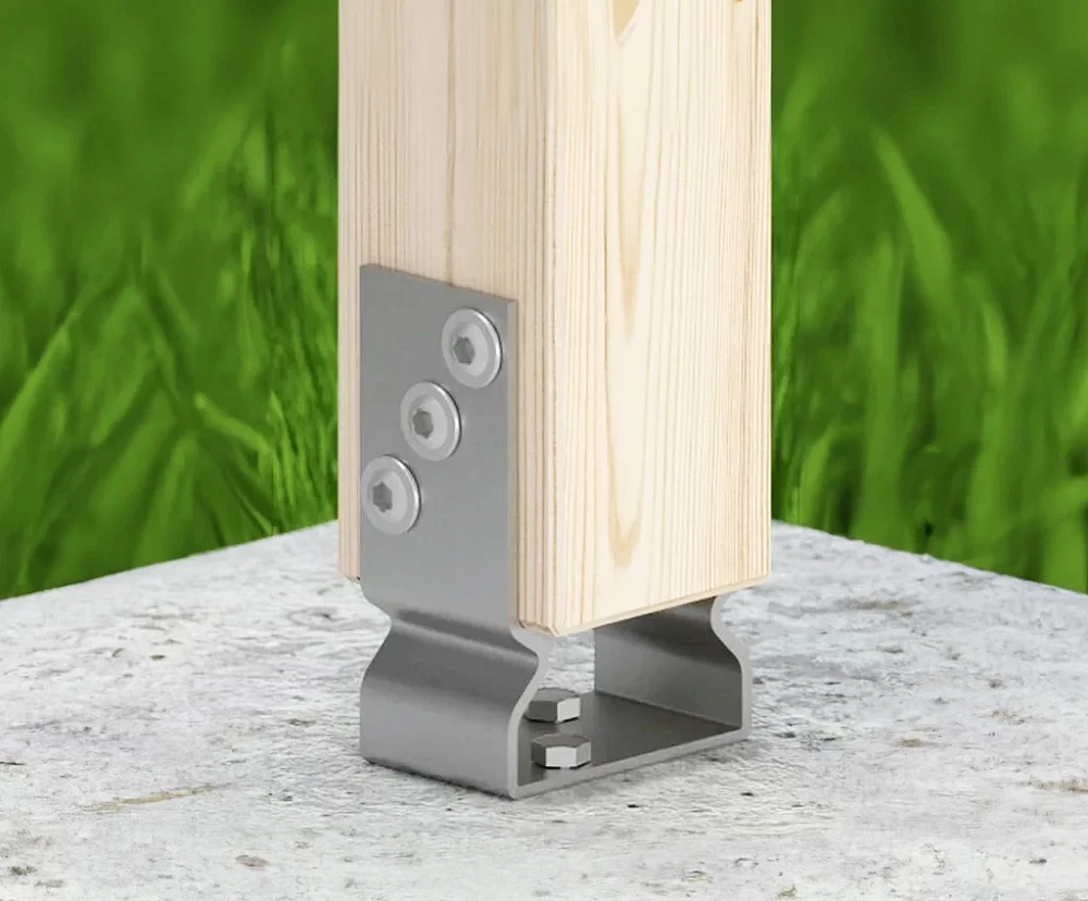 Suport Stalp Lemn Tip U cu Nervură 101mm - 4 buc/set [2]