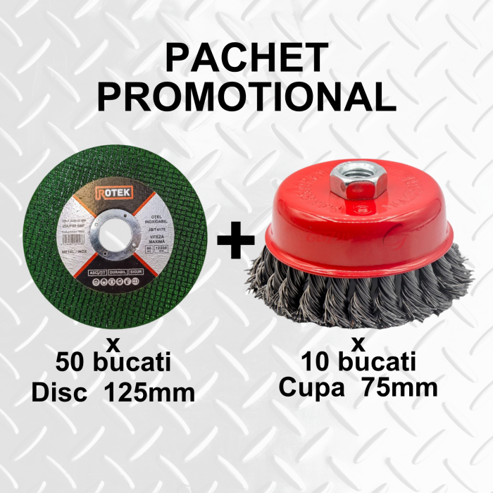 Set 50 Discuri Tăiat Metal 125 mm + 10 Perii Cupă Ø75 mm Sârmă Impletita Flex | Pachet Profesional [1]