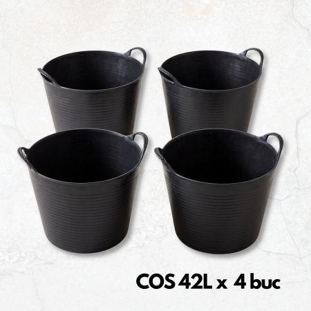Galeti Constructii Plastic - 5 buc Cos 42L cu Manere Multifuncțional Flexibil din Cauciuc Reciclat