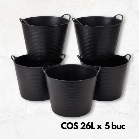 Galeti Constructii Plastic - 5 buc Cos 26L cu Manere Multifuncțional Flexibil din Cauciuc Reciclat